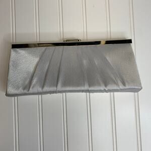 Gunne Sax Jessica McClintock Gray Satin Clutch Clasp